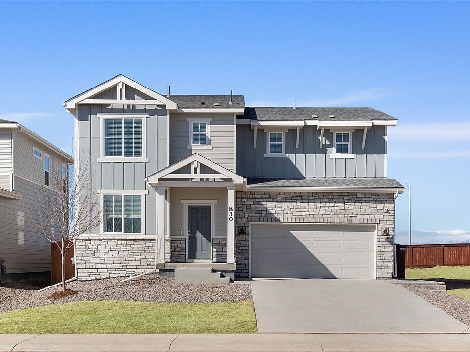 The Monarch floorplan exterior image taken at a Meritage Homes community in Johnstown, CO.