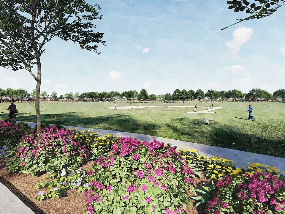 Amenities at Mayfield include a baseball field and walking trails.